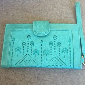Turquoise wallet wristlet